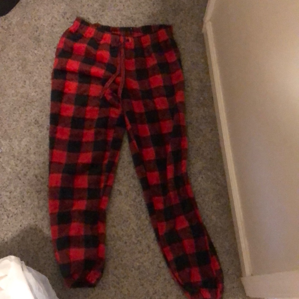 Fuzzy Plaid Pajama Pants